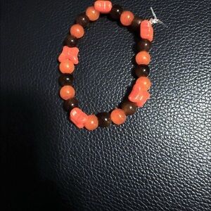 Orange and Brown Beaded Bracelet